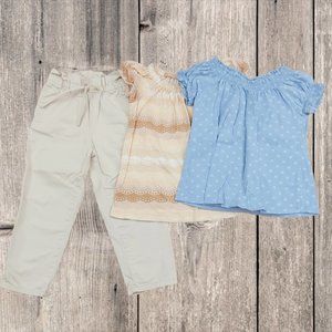 Baby Gap Pants and Shirts Beige and Blue Girls Size 3-4T Casual Cotton